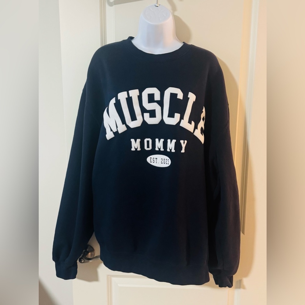 Oversized Navy Crew Neck Fleece Sweater